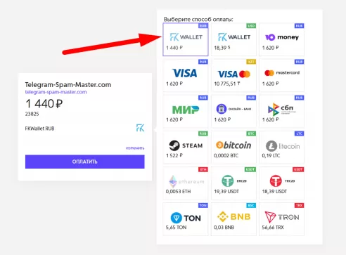 Replenishment and work with the FKwallet wallet. Screenshot 5
